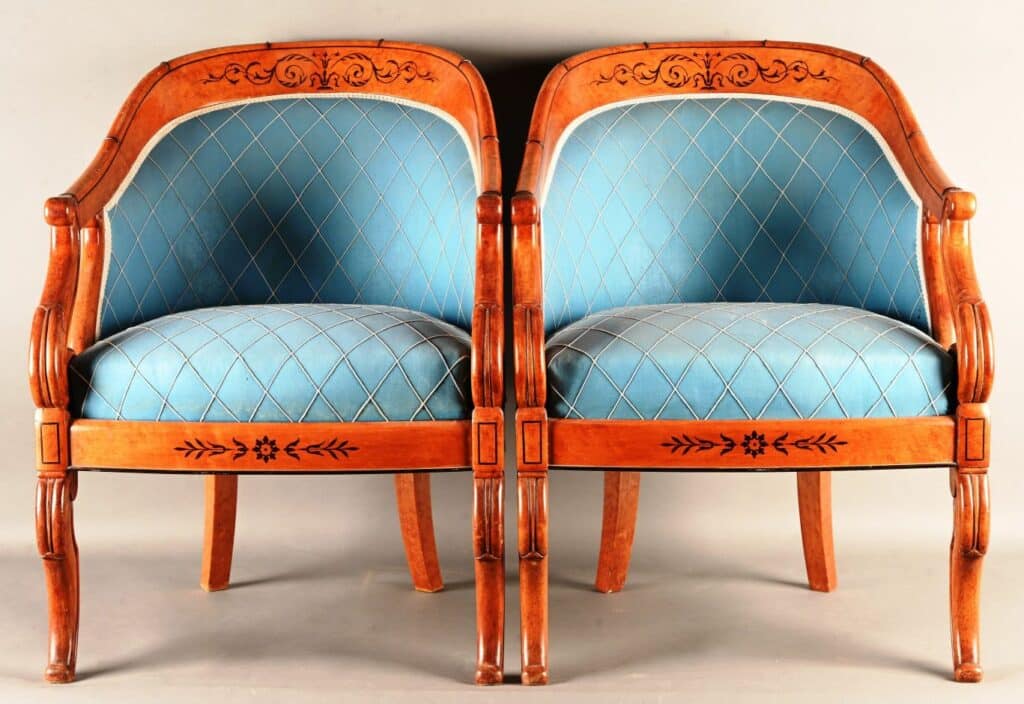 Paire de fauteuils gondoles Charles X en  érable