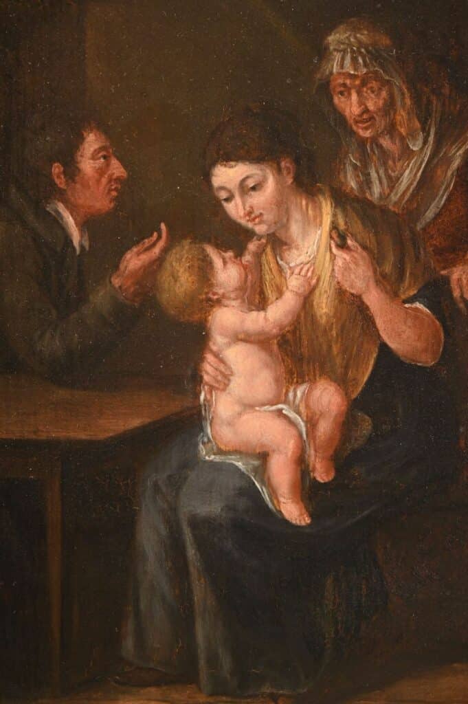 Ecole française du 19 ème siècle. " Vie de famille"