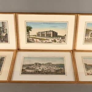 Belle suite de 6 gravures de lieux de villes européennes comme Venise