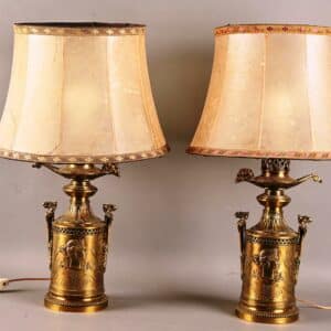 Paire de lampes XIXe en laiton