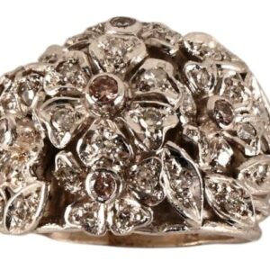 Bague fleur en or blanc et diamants