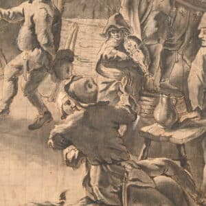 "Scène de liesse dans une taverne" dessin