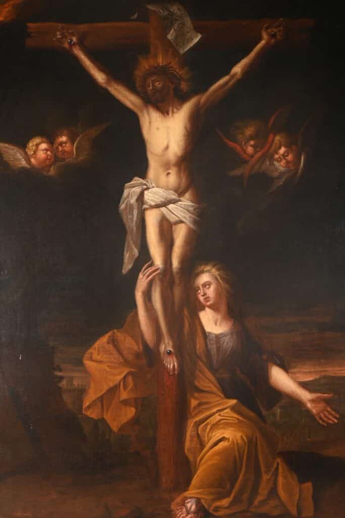 " Christ sur la Croix avec Marie-madeleine et angelots"