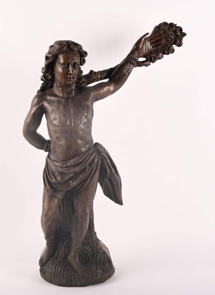 Sculpture en bois d'un Saint Sébastien.