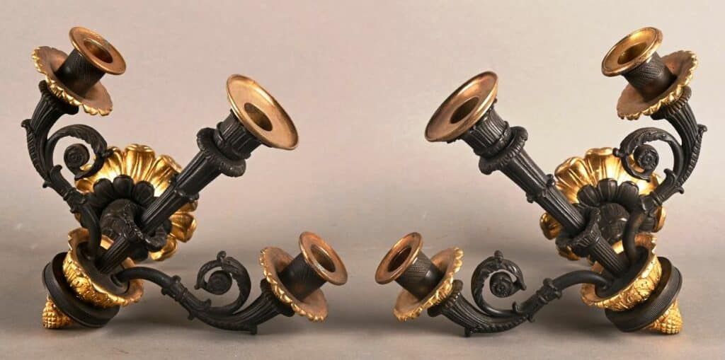 Paire d'appliques en bronze doré