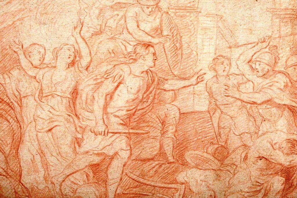 Ecole française vers 1700. " L'enlèvement des Sabines"