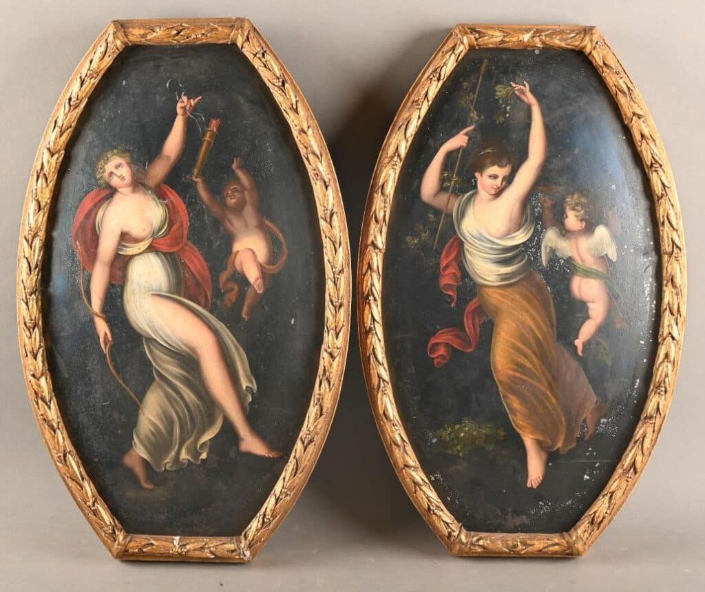 Paire d'huiles sur cuivre