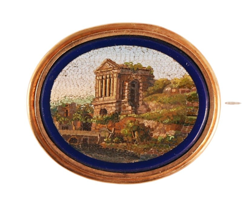Broche ovale en micro mosaïque
